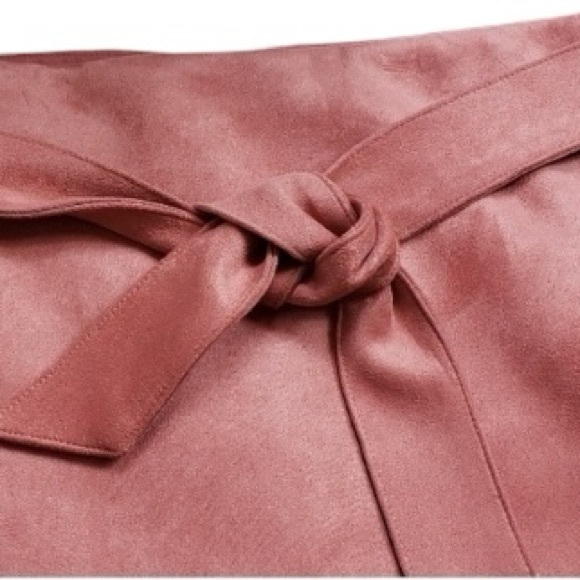 LOFT NWOT Faux Suede Microfiber Wrap Bow Tie Mini Lined Skirt size 2 - Picture 12 of 15